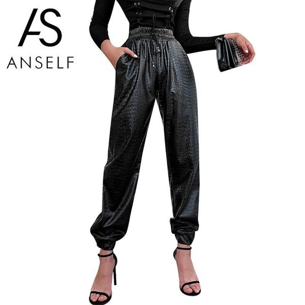 women's pants & capris 2021 autumn fashion sweatpants women pu leather solid color elastic waist drawstring pocket embossed casual trou, Black;white
women's pants & capris 2021 autumn fashion sweatpants women pu leather solid color elastic waist drawstring pocket embossed casual trou, Black;white