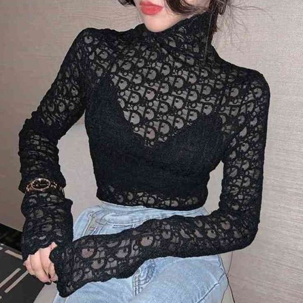 2021ss designer womenhigh collar cut-out lace for women's new autumn and winter with long sleeve t-shirt and slim fit 9otw, White
2021ss designer womenhigh collar cut-out lace for women's new autumn and winter with long sleeve t-shirt and slim fit 9otw, White