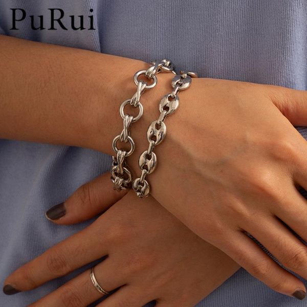 link, chain purui steampunk silver color thick bracelet for men women couple creative vintage handmade punk metal jewelry gif, Black
link, chain purui steampunk silver color thick bracelet for men women couple creative vintage handmade punk metal jewelry gif, Black