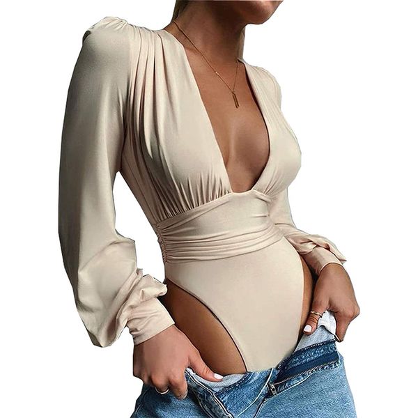 women jumpsuits long sleeve v neck pleated loose bodysuits for lady leotard shirts rompers, Black;white
women jumpsuits long sleeve v neck pleated loose bodysuits for lady leotard shirts rompers, Black;white