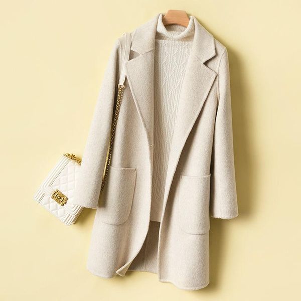 women's wool & blends women 2021 autumn winter solid color cashmere coat female casual warm jacket fashion ladies elegant woolen outerw, Black
women's wool & blends women 2021 autumn winter solid color cashmere coat female casual warm jacket fashion ladies elegant woolen outerw, Black