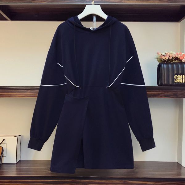 Plus Size L-4xl Women Sport with Dark Blue Hood Dressed in Casual Long Sleeve Fashion Streetwear Mini Dress Big Autumn Clothes Winter 0yba, Black;gray 
Plus Size L-4xl Women Sport with Dark Blue Hood Dressed in Casual Long Sleeve Fashion Streetwear Mini Dress Big Autumn Clothes Winter 0yba, Black;gray