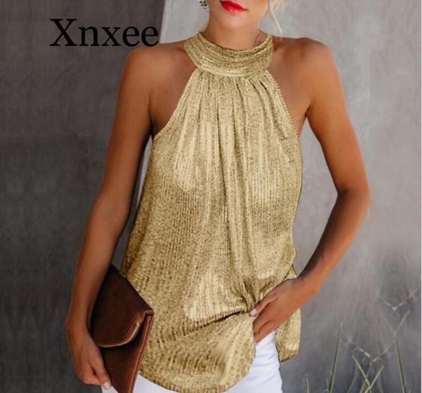 sequined halter sleeveless party shirt summer metallic neck sleeveless elegant basic women shirt halter solid gold dance, White
sequined halter sleeveless party shirt summer metallic neck sleeveless elegant basic women shirt halter solid gold dance, White