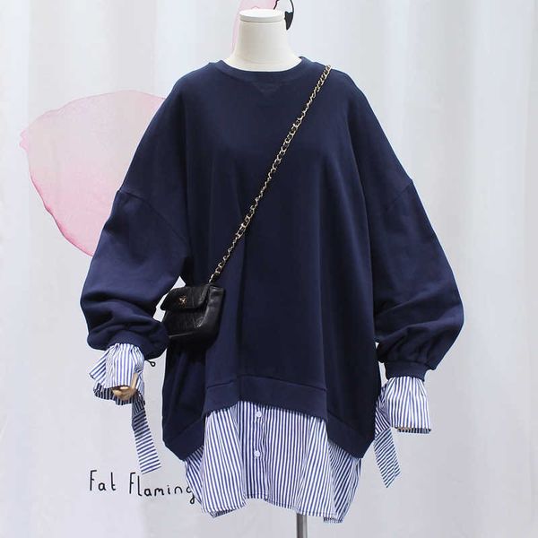 spring and autumn long sleeve sweater with stripes shirt fake two-piece dress round neck butterfly women's 210615, Black;gray
spring and autumn long sleeve sweater with stripes shirt fake two-piece dress round neck butterfly women's 210615, Black;gray