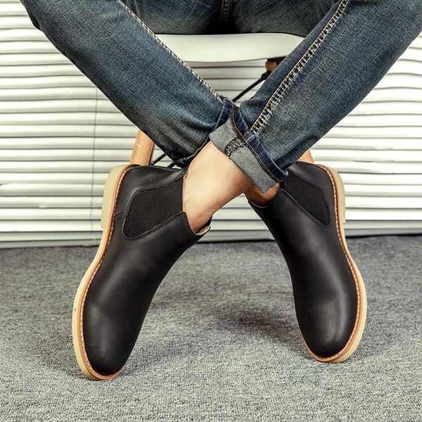 boots men quality british spring autumn shoes fashion slip on breathable leather high-top, Black
boots men quality british spring autumn shoes fashion slip on breathable leather high-top, Black