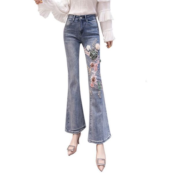 heavy industry beading fashion embroidered micro-horn jeans three-dimensional lace flower elasticity waist high pants wide leg 0a5e, Blue
heavy industry beading fashion embroidered micro-horn jeans three-dimensional lace flower elasticity waist high pants wide leg 0a5e, Blue