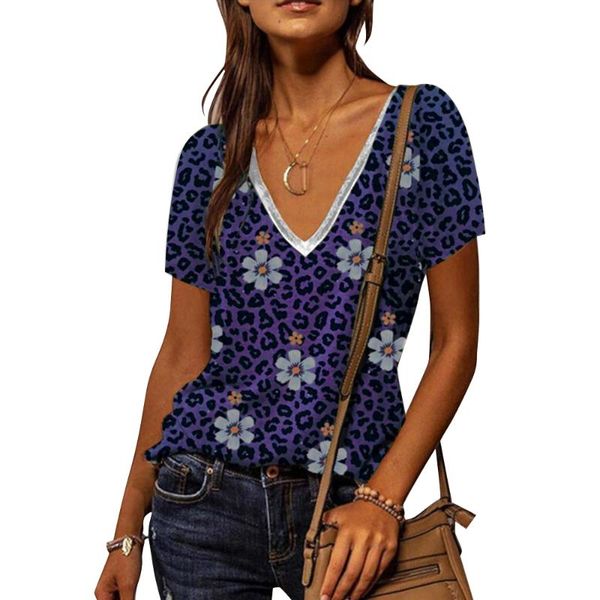 women's t-shirt summer fashion casual t shirt floral leopard short sleeve loose women v-neck harajuku streetwear pullover tees shirts, White
women's t-shirt summer fashion casual t shirt floral leopard short sleeve loose women v-neck harajuku streetwear pullover tees shirts, White