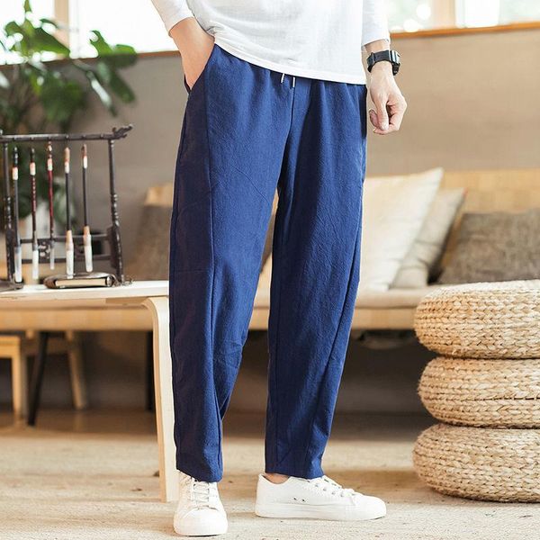 men's pants mrgb chinese style man jogger with elastic waist solid color casual straight fashion male trousers linen vintage, Black
men's pants mrgb chinese style man jogger with elastic waist solid color casual straight fashion male trousers linen vintage, Black