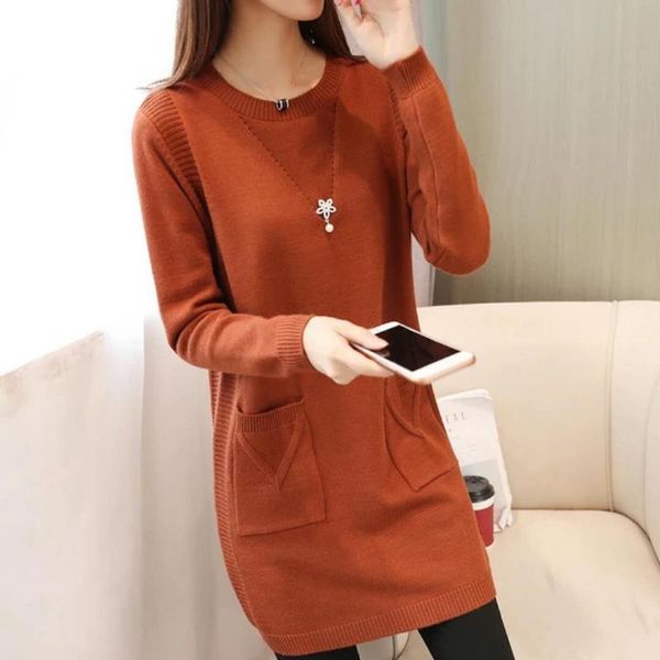 women's sweaters autumn winter women casual solid o-neck long sleeve knit fashion loose pockets mid length pullover female, White;black
women's sweaters autumn winter women casual solid o-neck long sleeve knit fashion loose pockets mid length pullover female, White;black
