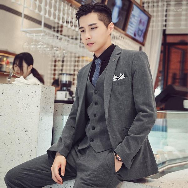 men wedding dress suits for man 3 pieces fit blazers jackets+pants+vest plaid male formal wear men's &, White;black
men wedding dress suits for man 3 pieces fit blazers jackets+pants+vest plaid male formal wear men's &, White;black