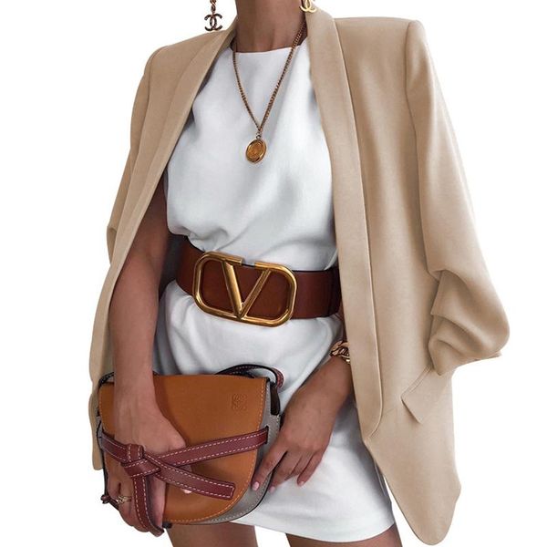 women's suits & blazers women spring autumn long sleeve cardigan solid color set lady casual loose jacket fashion coat pocket office, White;black
women's suits & blazers women spring autumn long sleeve cardigan solid color set lady casual loose jacket fashion coat pocket office, White;black