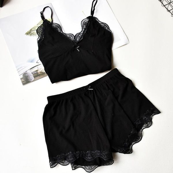 two piece cotton pajamas sets lace and shorts pyjamas sleepwear high elastic pijama solid nightie home clothes, Black;red
two piece cotton pajamas sets lace and shorts pyjamas sleepwear high elastic pijama solid nightie home clothes, Black;red
