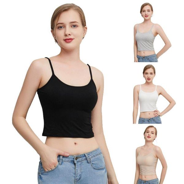 women's tanks & camis women short cropped tank spaghetti strap camisole padded slim vest sport bra, White
women's tanks & camis women short cropped tank spaghetti strap camisole padded slim vest sport bra, White