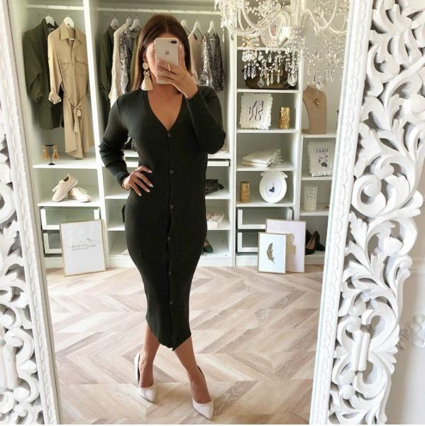 casual dresses women ladies solid color slim fit button long sleeve split sweater dress evening party club, Black;gray
casual dresses women ladies solid color slim fit button long sleeve split sweater dress evening party club, Black;gray