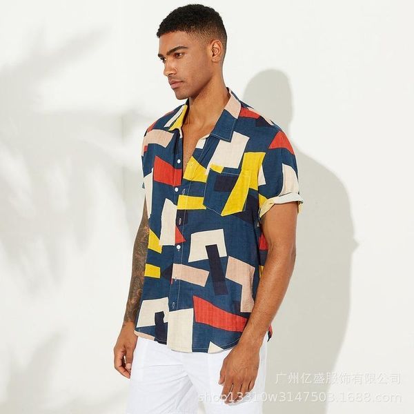men's casual shirts european and american summer beach short sleeve printed shirt four colors mens fashion clothing, White;black
men's casual shirts european and american summer beach short sleeve printed shirt four colors mens fashion clothing, White;black