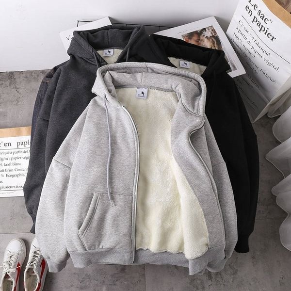 women winter harajuku hoodies coat causal basic warm pockets solid grey black sweatshirt female hooded coat outerwear plus size 201112
women winter harajuku hoodies coat causal basic warm pockets solid grey black sweatshirt female hooded coat outerwear plus size 201112