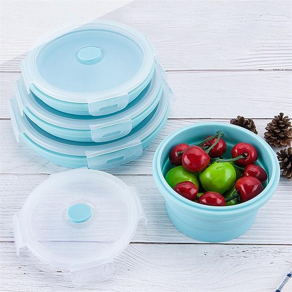 dinnerware sets 4 pcs round silicone folding lunch box set microwave portable container bowl salad snack with lid
dinnerware sets 4 pcs round silicone folding lunch box set microwave portable container bowl salad snack with lid