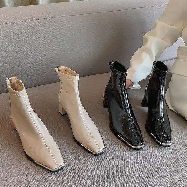 boots 2021 retro women beige 5cm block high heels ankle ladies square toe patent leather short winter warm fur shoes, Black
boots 2021 retro women beige 5cm block high heels ankle ladies square toe patent leather short winter warm fur shoes, Black