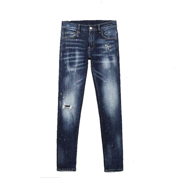 mens ripped slim fit jeans fashion washed painted patchwork blue hip hop stylist denim pants with holes for men 8227
mens ripped slim fit jeans fashion washed painted patchwork blue hip hop stylist denim pants with holes for men 8227