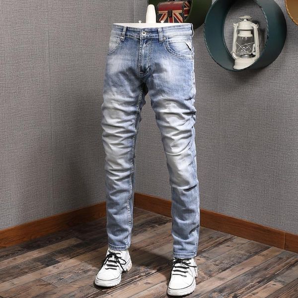 men's jeans european american vintage fashion men retro light blue slim fit casual designer classical simple denim pants
men's jeans european american vintage fashion men retro light blue slim fit casual designer classical simple denim pants