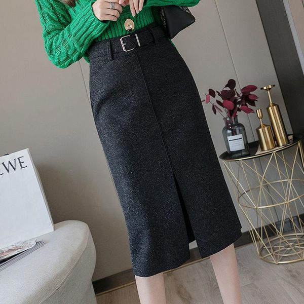 skirts fall/winter 2021 woolen skirt women's split straight belt long woman mujer faldas saias mulher, Black
skirts fall/winter 2021 woolen skirt women's split straight belt long woman mujer faldas saias mulher, Black