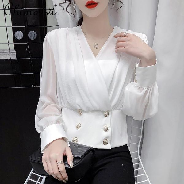 women's blouses & shirts women white long sleeve chiffon corset 2021 autumn v neck korean style shirt female elegant black slimming
women's blouses & shirts women white long sleeve chiffon corset 2021 autumn v neck korean style shirt female elegant black slimming