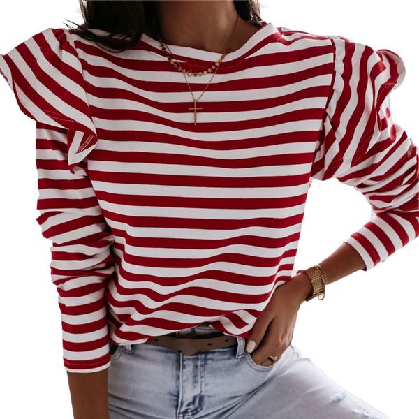 new 2021 women stripped t-shirt long mouw herf lent elastic party around the neck back shoulder clothing fashion ladies top, White
new 2021 women stripped t-shirt long mouw herf lent elastic party around the neck back shoulder clothing fashion ladies top, White