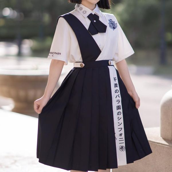 clothing sets 2021 japanese style improved jk school uniform pleated vestskirt cool girl cosplay suit adjustable button two piece, White
clothing sets 2021 japanese style improved jk school uniform pleated vestskirt cool girl cosplay suit adjustable button two piece, White