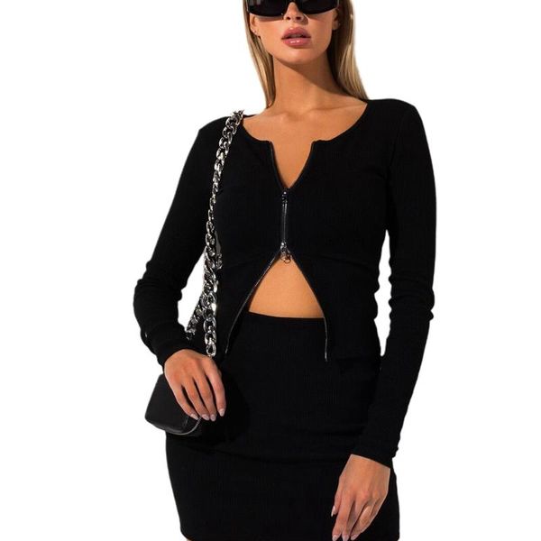 women's t-shirt woman spring autumn winter fashion knit sweater long-sleeved v-neck zipper crop short cardigan jacket solid color, White
women's t-shirt woman spring autumn winter fashion knit sweater long-sleeved v-neck zipper crop short cardigan jacket solid color, White