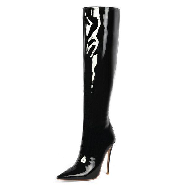 boots 2021 super high heel knee faxu leather women zipper pointed toe long autumn winter ladies shoes, Black
boots 2021 super high heel knee faxu leather women zipper pointed toe long autumn winter ladies shoes, Black