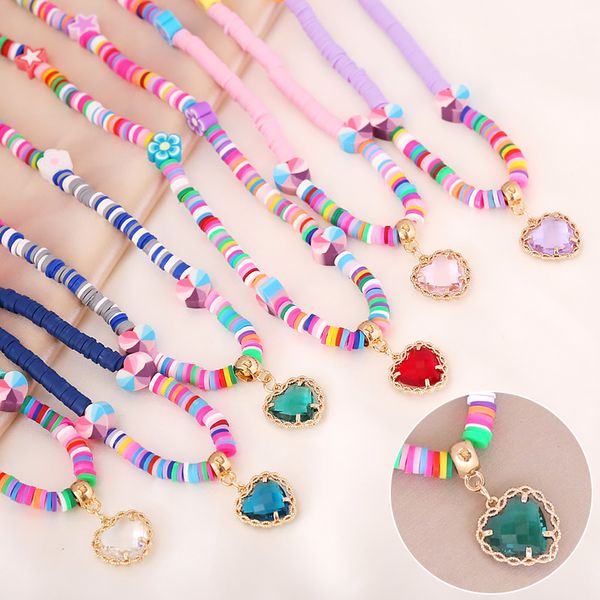bohemian soft clay necklace women beaded crystal heart pendant charm choker statement collar clavicle chain party jewelry gifts, Silver
bohemian soft clay necklace women beaded crystal heart pendant charm choker statement collar clavicle chain party jewelry gifts, Silver