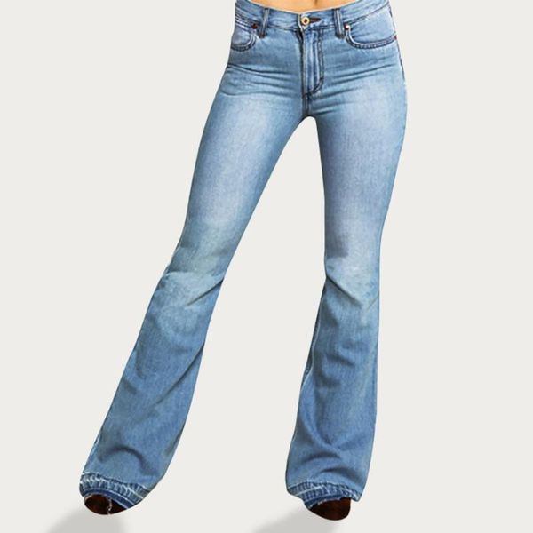 women's jeans women flare slim denim trousers vintage bell bottom autumn high waist pants stretchy wide leg, Blue
women's jeans women flare slim denim trousers vintage bell bottom autumn high waist pants stretchy wide leg, Blue