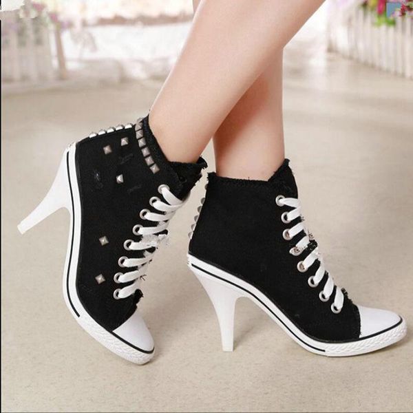 dress shoes women canvas denim high heels rivets fashion shoe laces casual women's pumps for black white
dress shoes women canvas denim high heels rivets fashion shoe laces casual women's pumps for black white