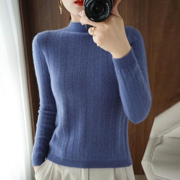 women's sweaters autumn and winter cashmere base fashion korean half-high collar wide strip skin-friendly loose wild knitted sweater, White;black
women's sweaters autumn and winter cashmere base fashion korean half-high collar wide strip skin-friendly loose wild knitted sweater, White;black