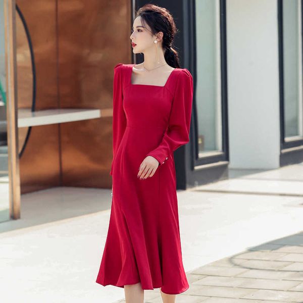 spring summer elegant square neck long sleeve dres's slim sheath mermaid dresses 210531, Black;gray
spring summer elegant square neck long sleeve dres's slim sheath mermaid dresses 210531, Black;gray