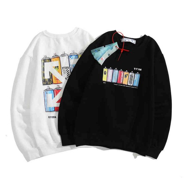 autumn 2021 new and winter off style arrstyle warning line paint spray bottle printing round neck men's women's sweater, Black
autumn 2021 new and winter off style arrstyle warning line paint spray bottle printing round neck men's women's sweater, Black