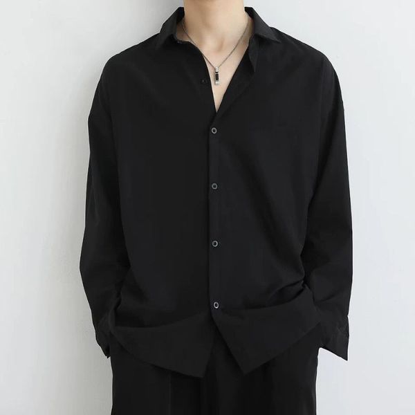 men's casual shirts fashion spring solid color luxury black shirt long sleeve korean trend uniform loose business for men, White;black
men's casual shirts fashion spring solid color luxury black shirt long sleeve korean trend uniform loose business for men, White;black