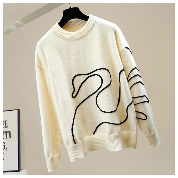 casual swan loose pattern pullover female jersey 2021 new outwear all-matching senior mesh students pull femme loe4, White;black
casual swan loose pattern pullover female jersey 2021 new outwear all-matching senior mesh students pull femme loe4, White;black