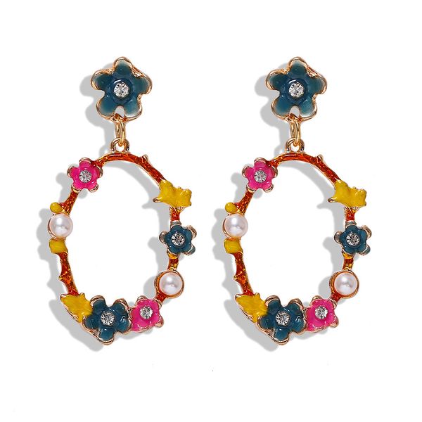 korean net red exquisite oval paint women's super fairy flower girls' party charm earrings, Silver
korean net red exquisite oval paint women's super fairy flower girls' party charm earrings, Silver