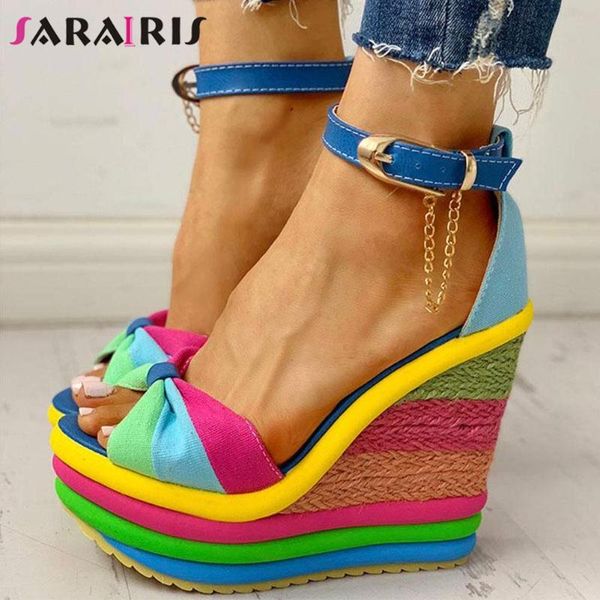 sandals sarairis mixed color buckle strap platform women butterfly knot wedges ladies shoes, Black
sandals sarairis mixed color buckle strap platform women butterfly knot wedges ladies shoes, Black