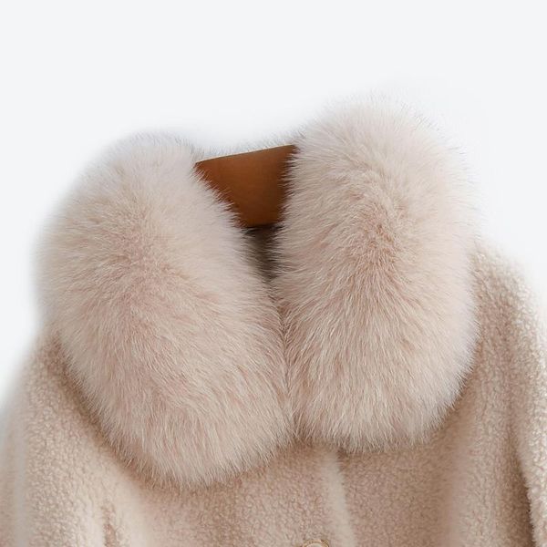 women's fur & faux real coat female winter natural collar jacket women korean long sheep shearing jackets 100% wool 241117, Black
women's fur & faux real coat female winter natural collar jacket women korean long sheep shearing jackets 100% wool 241117, Black