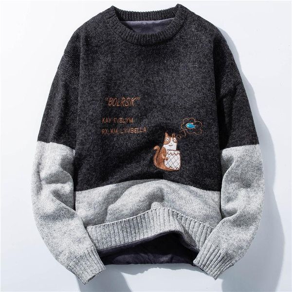 men's sweaters oversize knitted plus velvet sweater o-neck long sleeve loose jacquard stitching autumn winter pullover men clothes, White;black
men's sweaters oversize knitted plus velvet sweater o-neck long sleeve loose jacquard stitching autumn winter pullover men clothes, White;black