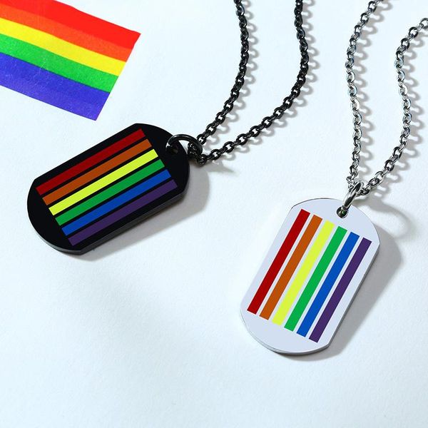 pendant necklaces gay pride necklace rainbow stripe dog tag in stainless steel, Silver
pendant necklaces gay pride necklace rainbow stripe dog tag in stainless steel, Silver