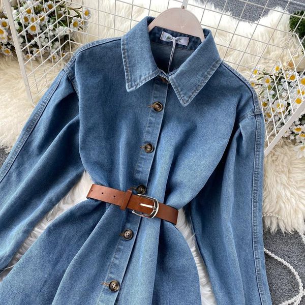 casual dresses spring autumn women vintage denim ladys turndown collar long sleeve medium dress, Black;gray
casual dresses spring autumn women vintage denim ladys turndown collar long sleeve medium dress, Black;gray