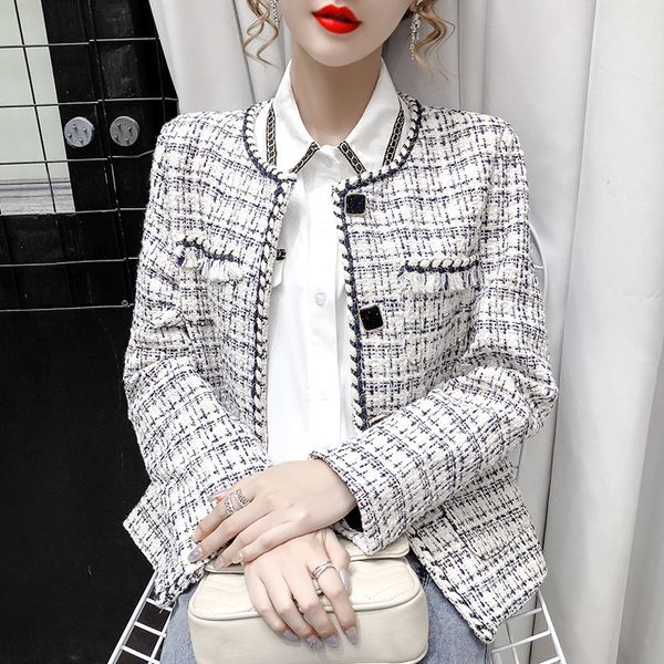 2021 new autumn winter tweed women vintage long sleeve short woolen jacket coat female korean style ins streetwear plaid outwear 7pw1, Black;brown
2021 new autumn winter tweed women vintage long sleeve short woolen jacket coat female korean style ins streetwear plaid outwear 7pw1, Black;brown