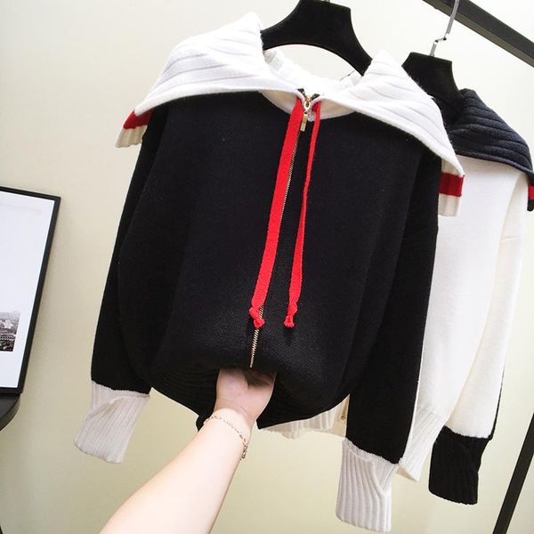 women's sweaters sweater female han edition 2021 lazy wind coat sleeves color matching zipper navy brought wool, White;black
women's sweaters sweater female han edition 2021 lazy wind coat sleeves color matching zipper navy brought wool, White;black