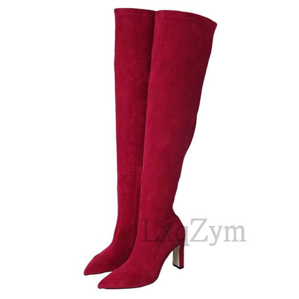 boots stylish women pointed toe stiletto high heels suede leather over the knee side zipper thigh booties lady party shoes, Black
boots stylish women pointed toe stiletto high heels suede leather over the knee side zipper thigh booties lady party shoes, Black