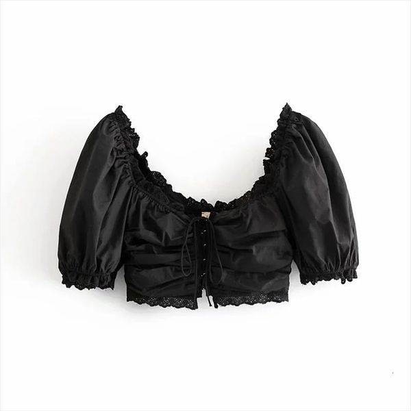 sweet ruffles hollow out women shirt floral cropped fashion girls bow tie back elastic square collar shirts, White
sweet ruffles hollow out women shirt floral cropped fashion girls bow tie back elastic square collar shirts, White