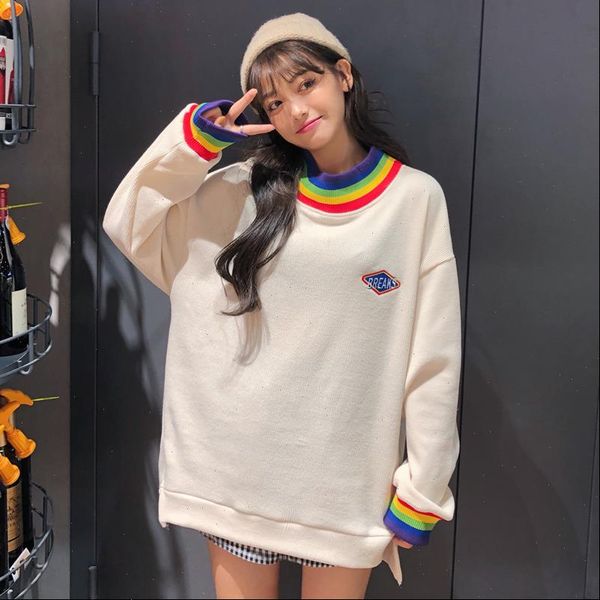 winter cute rainbow element sweater harajuku loose casual style wild small fashion sweet literary fan long sleeve pullover women, White;black
winter cute rainbow element sweater harajuku loose casual style wild small fashion sweet literary fan long sleeve pullover women, White;black