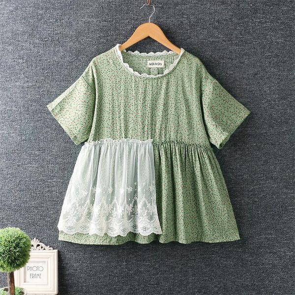 women's blouses & shirts summer patchwork floral women short sleeve daily wear 1607, White
women's blouses & shirts summer patchwork floral women short sleeve daily wear 1607, White